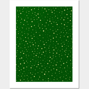 Christmas gold star pattern. Minimalistic Christmas pattern. Silent night pattern. Christmas starry snowflakes in minimalist style. Posters and Art